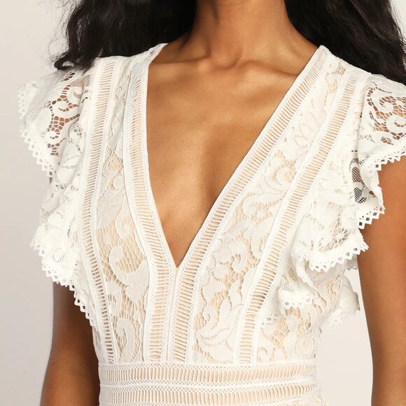 Lulu's White Lace Ruffle Romper - Picture 4 of 9